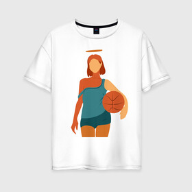 Женская футболка хлопок Oversize с принтом Красивая девушка с мячом. в Белгороде, 100% хлопок | свободный крой, круглый ворот, спущенный рукав, длина до линии бедер
 | баскетбол | векторная графика | девушка | день рождения | подарок | подарок парню