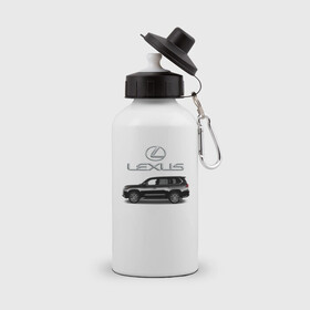 Бутылка спортивная с принтом LEXUS в Белгороде, металл | емкость — 500 мл, в комплекте две пластиковые крышки и карабин для крепления | car | jeep | lexus | машина | скорость