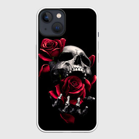 Чехол для iPhone 13 с принтом ЧЕРЕП И РОЗЫ в Белгороде,  |  | death | flowers | horror | metal | rose | roses | skull | арт | зомби | кости | розы | скелет | цветы | череп | черный