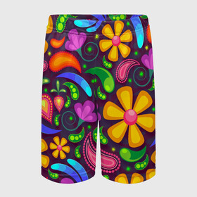 Детские спортивные шорты 3D с принтом Пляжная в Белгороде,  100% полиэстер
 | пояс оформлен широкой мягкой резинкой, ткань тянется
 | красочный | лето | море | отдых | пляж | пляжная | узоры | цветовой фон | цветочный | цветы | яркий