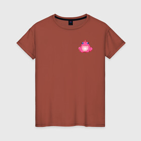 Женская футболка хлопок с принтом Маленькая Розовая лягушка в Белгороде, 100% хлопок | прямой крой, круглый вырез горловины, длина до линии бедер, слегка спущенное плечо | единорог | животное | лягушка | персонаж | розовая лягушка