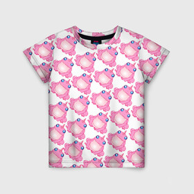 Детская футболка 3D с принтом Сказочная розовая лягушка в Белгороде, 100% гипоаллергенный полиэфир | прямой крой, круглый вырез горловины, длина до линии бедер, чуть спущенное плечо, ткань немного тянется | единорог | животное | лягушка | персонаж | сказка