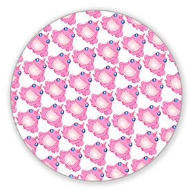 Коврик для мышки круглый с принтом Сказочная розовая лягушка в Белгороде, резина и полиэстер | круглая форма, изображение наносится на всю лицевую часть | единорог | животное | лягушка | персонаж | сказка