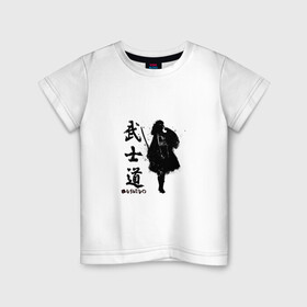 Детская футболка хлопок с принтом Busido - путь воина. в Белгороде, 100% хлопок | круглый вырез горловины, полуприлегающий силуэт, длина до линии бедер | аниме | воин | воитель | девушка | демон | самурай