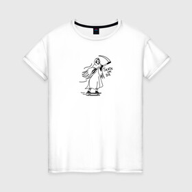 Женская футболка хлопок с принтом Skate or die в Белгороде, 100% хлопок | прямой крой, круглый вырез горловины, длина до линии бедер, слегка спущенное плечо | death | grim reaper | скейт | скейтборд | скелет | тату | череп