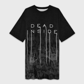 Платье-футболка 3D с принтом DEAD INSIDE | DEATH STRANDING в Белгороде,  |  | dead inside | dont open | гуль | дед инсайт | дединсайт | дэд инсайт | дэдинсайт | интроверт | кен канеки | мертв внутри | мертвый внутри