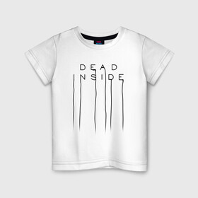 Детская футболка хлопок с принтом DEAD INSIDE | DEATH STRANDING  в Белгороде, 100% хлопок | круглый вырез горловины, полуприлегающий силуэт, длина до линии бедер | dead inside | dont open | гуль | дед инсайт | дединсайт | дэд инсайт | дэдинсайт | интроверт | кен канеки | мертв внутри | мертвый внутри