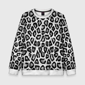 Детский свитшот 3D с принтом Snow Leopard в Белгороде, 100% полиэстер | свободная посадка, прямой крой, мягкая тканевая резинка на рукавах и понизу свитшота | Тематика изображения на принте: cheetah | leopard | wool | леопард