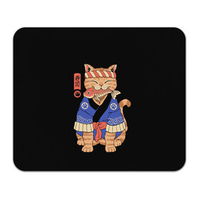 Коврик для мышки прямоугольный с принтом Суши Мастер в Белгороде, натуральный каучук | размер 230 х 185 мм; запечатка лицевой стороны | cat | cats | japan | master | ninja | samurai | sushi | yakuza | катана | кот | котенок | коты | котэ | котята | кошка | мастер | ниндзя | самурай | суши | якудза | япония
