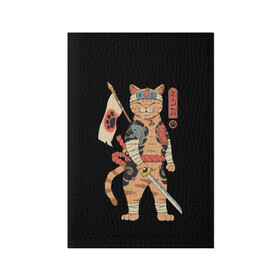 Обложка для паспорта матовая кожа с принтом Shogun Cat в Белгороде, натуральная матовая кожа | размер 19,3 х 13,7 см; прозрачные пластиковые крепления | cat | cats | japan | ninja | samurai | shogun | yakuza | катана | кот | котенок | коты | котэ | котята | кошка | ниндзя | самурай | сёгун | якудза | япония