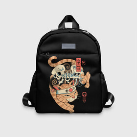 Детский рюкзак 3D с принтом Cat of Death в Белгороде, 100% полиэстер | лямки с регулируемой длиной, сверху петелька, чтобы рюкзак можно было повесить на вешалку. Основное отделение закрывается на молнию, как и внешний карман. Внутри дополнительный карман. По бокам два дополнительных кармашка | Тематика изображения на принте: cat | cats | death | japan | ninja | samurai | shogun | skull | yakuza | катана | кот | котенок | коты | котэ | котята | кошка | ниндзя | самурай | сёгун | череп | якудза | япония