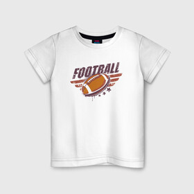 Детская футболка хлопок с принтом Американский футбол в Белгороде, 100% хлопок | круглый вырез горловины, полуприлегающий силуэт, длина до линии бедер | rugby | американский футбол | регби | футбол | футбольный мяч