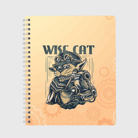 Тетрадь с принтом Wise cat в Белгороде, 100% бумага | 48 листов, плотность листов — 60 г/м2, плотность картонной обложки — 250 г/м2. Листы скреплены сбоку удобной пружинной спиралью. Уголки страниц и обложки скругленные. Цвет линий — светло-серый
 | steampunk | арт | графика | обои | плакат | постер | стимпанк