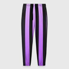 Мужские брюки 3D с принтом Полосатость в Белгороде, 100% полиэстер | манжеты по низу, эластичный пояс регулируется шнурком, по бокам два кармана без застежек, внутренняя часть кармана из мелкой сетки | purple | полосы | футбол | хайп | яркий