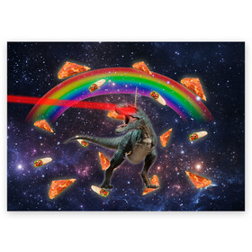 Поздравительная открытка с принтом Динозавр в космосе в Белгороде, 100% бумага | плотность бумаги 280 г/м2, матовая, на обратной стороне линовка и место для марки
 | Тематика изображения на принте: dinosaur | meme | youtube | динозавр | космос | мемы | психоделика | ютуб