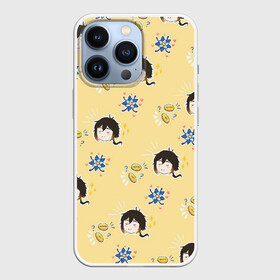Чехол для iPhone 13 Pro с принтом Чиби Чжун Ли в Белгороде,  |  | арт | деньги | золотая монета | милый парень | монета | мора | рисунок | синие цветы | синий цветок | цветок | цветы | чжун ли | чиби | чибик