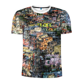Мужская футболка 3D спортивная с принтом ГОРОДОК в Белгороде, 100% полиэстер с улучшенными характеристиками | приталенный силуэт, круглая горловина, широкие плечи, сужается к линии бедра | Тематика изображения на принте: абстракция | город | молодежное | пестрое | провинция | хайп