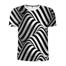 Мужская футболка 3D спортивная с принтом 3D Иллюзия в Белгороде, 100% полиэстер с улучшенными характеристиками | приталенный силуэт, круглая горловина, широкие плечи, сужается к линии бедра | Тематика изображения на принте: 3d texture | абстракция | оптическая иллюзия | полосы | черно белое