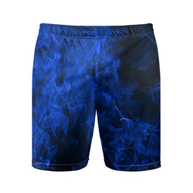 Мужские шорты спортивные с принтом Blue Fire в Белгороде,  |  | Тематика изображения на принте: fire | flame | smoke | огонь | пламя