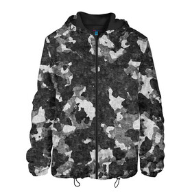 Мужская куртка 3D с принтом Gray Camouflage в Белгороде, ткань верха — 100% полиэстер, подклад — флис | прямой крой, подол и капюшон оформлены резинкой с фиксаторами, два кармана без застежек по бокам, один большой потайной карман на груди. Карман на груди застегивается на липучку | army | camo | camouflage | military | камуфляж