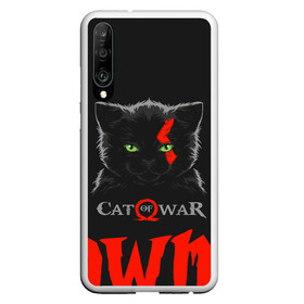 Чехол для Honor P30 с принтом Cat of war в Белгороде, Силикон | Область печати: задняя сторона чехла, без боковых панелей | Тематика изображения на принте: cat | gad of war | game | games | god of war | god of wor | атрей | атрэй | бог войны | игра | игры | кот | котёнок | кошки | кратос