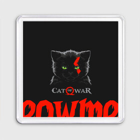 Магнит 55*55 с принтом Cat of war в Белгороде, Пластик | Размер: 65*65 мм; Размер печати: 55*55 мм | Тематика изображения на принте: cat | gad of war | game | games | god of war | god of wor | атрей | атрэй | бог войны | игра | игры | кот | котёнок | кошки | кратос