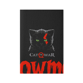 Обложка для паспорта матовая кожа с принтом Cat of war в Белгороде, натуральная матовая кожа | размер 19,3 х 13,7 см; прозрачные пластиковые крепления | Тематика изображения на принте: cat | gad of war | game | games | god of war | god of wor | атрей | атрэй | бог войны | игра | игры | кот | котёнок | кошки | кратос