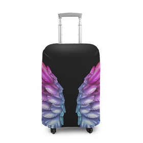 Чехол для чемодана 3D с принтом РАЗНОЦВЕТНЫЕ ПЕРЬЯ в Белгороде, 86% полиэфир, 14% спандекс | двустороннее нанесение принта, прорези для ручек и колес | взмах | крылья | перья | попугай | радуга | цвета