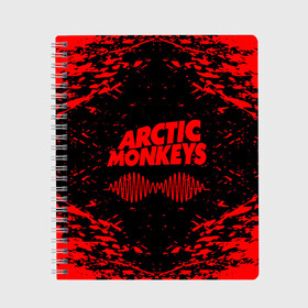 Тетрадь с принтом arctic monkeys в Белгороде, 100% бумага | 48 листов, плотность листов — 60 г/м2, плотность картонной обложки — 250 г/м2. Листы скреплены сбоку удобной пружинной спиралью. Уголки страниц и обложки скругленные. Цвет линий — светло-серый
 | arctic monkeys | arctic monkeys live | do i wanna know | domino | domino records | full album | lyrics | mardy bum | whyd you only call me when youre high | арктические обезьяны | домино пластинки | полный альбом | тексты песен