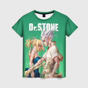 Женская футболка 3D с принтом Dr Stone в Белгороде, 100% полиэфир ( синтетическое хлопкоподобное полотно) | прямой крой, круглый вырез горловины, длина до линии бедер | dr. stone | kohaku | senku | taiju | доктор стоун | исигами сэнку | кохаку | сэнку | тайдзю | цукаса