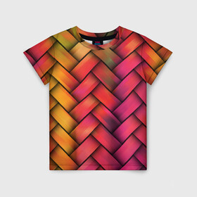 Детская футболка 3D с принтом Сплетение в Белгороде, 100% гипоаллергенный полиэфир | прямой крой, круглый вырез горловины, длина до линии бедер, чуть спущенное плечо, ткань немного тянется | молодежное | пестрое | плетенка | счастье | хайп | цветное
