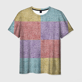 Мужская футболка 3D с принтом Patchwork в Белгороде, 100% полиэфир | прямой крой, круглый вырез горловины, длина до линии бедер | burlap | patchwork | sackcloth | мешковина | ткань