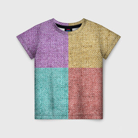 Детская футболка 3D с принтом Burlap Patchwork в Белгороде, 100% гипоаллергенный полиэфир | прямой крой, круглый вырез горловины, длина до линии бедер, чуть спущенное плечо, ткань немного тянется | burlap | patchwork | sackcloth | мешковина | ткань