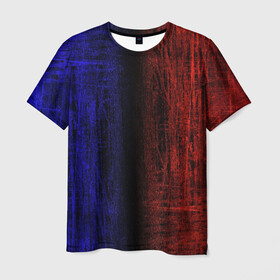 Мужская футболка 3D с принтом Сине-Красная Текстура в Белгороде, 100% полиэфир | прямой крой, круглый вырез горловины, длина до линии бедер | blue and red | scratches | сине красный | текстура | царапины