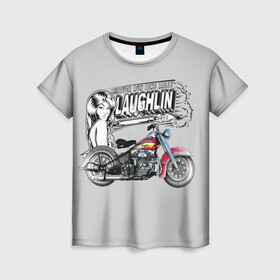 Женская футболка 3D с принтом Bike Rally Laughlin 2018 в Белгороде, 100% полиэфир ( синтетическое хлопкоподобное полотно) | прямой крой, круглый вырез горловины, длина до линии бедер | speed | байкеры | гонки | девушки | скорость