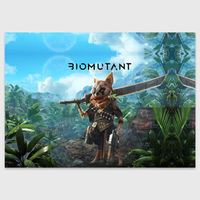 Поздравительная открытка с принтом Biomutant Биомутант в Белгороде, 100% бумага | плотность бумаги 280 г/м2, матовая, на обратной стороне линовка и место для марки
 | Тематика изображения на принте: action | animals | biomutant | gamer | nextgen | pc | player | playstation | ps 5 | rpg | steam | sword | top | valve | video games | weapon | xbox | биомутант | валв | видео игры | животные | игрок | иксбокс | меч | некстген | оружие | пк | плей