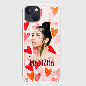 Чехол для iPhone 13 с принтом Manizha на фоне сердечек в Белгороде,  |  | manizha | далеровна | душанбе | евровидение | евровидение 2021 | манижа | певица | таджикистан | хамраева