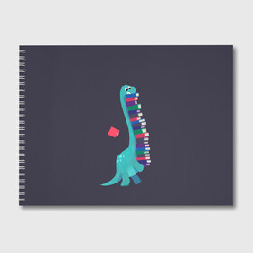 Альбом для рисования с принтом Book Dinosaur в Белгороде, 100% бумага
 | матовая бумага, плотность 200 мг. | barosaurus | book | books | dino | dinosaur | knowledge | study | барозавр | знания | книга | книги | книжный
