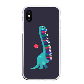 Чехол для iPhone XS Max матовый с принтом Book Dinosaur в Белгороде, Силикон | Область печати: задняя сторона чехла, без боковых панелей | Тематика изображения на принте: barosaurus | book | books | dino | dinosaur | knowledge | study | барозавр | знания | книга | книги | книжный