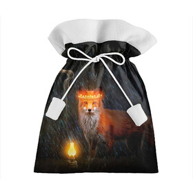 Подарочный 3D мешок с принтом Лиса с огненной короной в Белгороде, 100% полиэстер | Размер: 29*39 см | fox | foxy | животное | звери | лиса | лисенок | лисичка | милая | рыжая | фокс