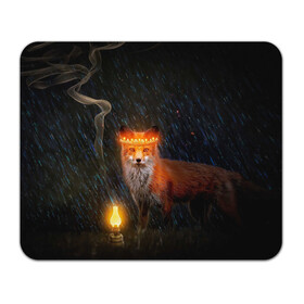 Коврик для мышки прямоугольный с принтом Лиса с огненной короной в Белгороде, натуральный каучук | размер 230 х 185 мм; запечатка лицевой стороны | fox | foxy | животное | звери | лиса | лисенок | лисичка | милая | рыжая | фокс