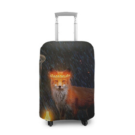 Чехол для чемодана 3D с принтом Лиса с огненной короной в Белгороде, 86% полиэфир, 14% спандекс | двустороннее нанесение принта, прорези для ручек и колес | fox | foxy | животное | звери | лиса | лисенок | лисичка | милая | рыжая | фокс