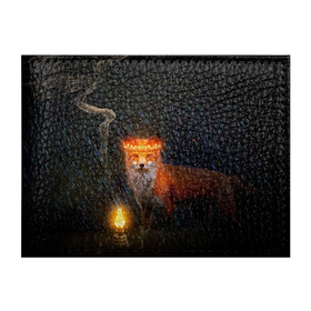 Обложка для студенческого билета с принтом Лиса с огненной короной в Белгороде, натуральная кожа | Размер: 11*8 см; Печать на всей внешней стороне | fox | foxy | животное | звери | лиса | лисенок | лисичка | милая | рыжая | фокс