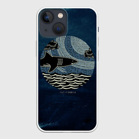 Чехол для iPhone 13 mini с принтом Акулы California Sharks в Белгороде,  |  | Тематика изображения на принте: shark | акула | волны | калифорния | море | океан