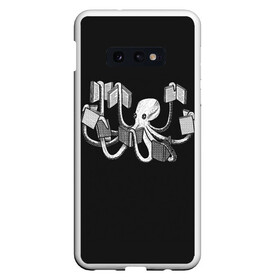 Чехол для Samsung S10E с принтом Octopus Book в Белгороде, Силикон | Область печати: задняя сторона чехла, без боковых панелей | Тематика изображения на принте: black | book | books | dual | knowledge | octopus | study | white | белое | знания | книга | книги | книжный | осьминог | черно белое | черное