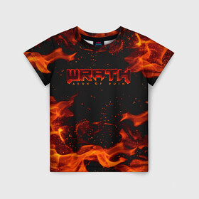 Детская футболка 3D с принтом WRATH: Aeon of Ruin FIRE в Белгороде, 100% гипоаллергенный полиэфир | прямой крой, круглый вырез горловины, длина до линии бедер, чуть спущенное плечо, ткань немного тянется | 90 е | aeon of ruin | quake | tegunvteg | wrath | wrath: aeon of ruin | игра | компьютерная игра | монстры | огонь | пламя | ретро | реьро шутер | шутер