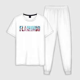Мужская пижама хлопок с принтом FLAMINGO в Белгороде, 100% хлопок | брюки и футболка прямого кроя, без карманов, на брюках мягкая резинка на поясе и по низу штанин
 | flamingo | птицы | розовый | фламинго