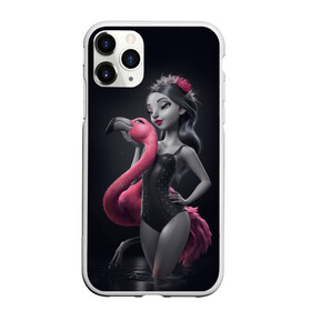 Чехол для iPhone 11 Pro матовый с принтом девушка с фламинго в Белгороде, Силикон |  | flamingo | птицы | розовый | фламинго