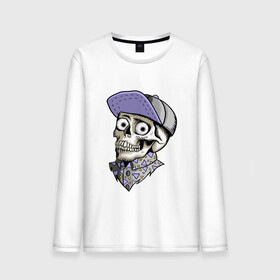 Мужской лонгслив хлопок с принтом Скелет в рубашке и кепке в Белгороде, 100% хлопок |  | bone | dead | death | hipster | horror | skelet | skeleton | skull | кости | скелет | ужасы | хипстер | хоррор | череп