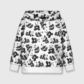 Детская толстовка 3D с принтом Акварельные панды паттерн в Белгороде, 100% полиэстер | двухслойный капюшон со шнурком для регулировки, мягкие манжеты на рукавах и по низу толстовки, спереди карман-кенгуру с мягким внутренним слоем | Тематика изображения на принте: art | black white | cute | funny panda | panda | pandas | pattern | watercolor | акварель | акварельный рисунок | арт | детский рисунок | маленькие панды | медведи | медвежата | милые панды | мишки | панда | пандочка | пандочки | узор